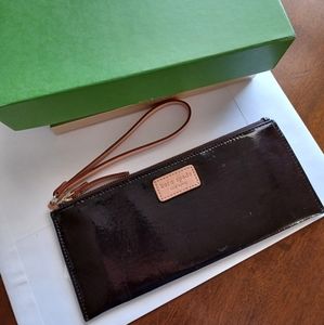 KATE SPADE brown patent leather wristlet style purse.  Very good condition